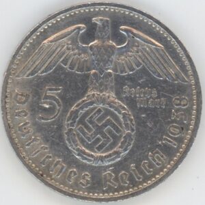 Germany Troisième Reich 5 Reichsmark 1938 F Paul von Hindenburg (ss) en argent
