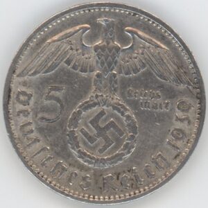 Germany Troisième Reich 5 Reichsmark 1939 J Paul von Hindenburg (ss) en argent