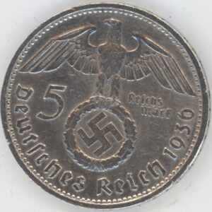 Germany Troisième Reich 5 Reichsmark 1936 D Paul von Hindenburg (ss) en argent