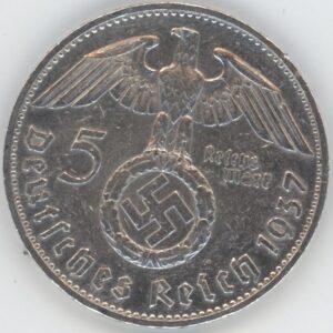 Germany Troisième Reich 5 Reichsmark 1937 G Paul von Hindenburg (ss) en argent