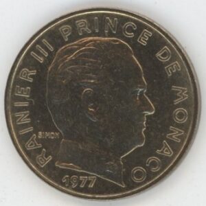 Monaco 10 Centimes 1977 Rainier III (vz-unz)