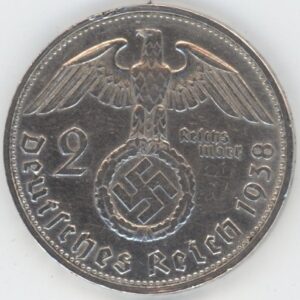 Germany Troisième Reich 2 Mark 1938 G Paul von Hindenburg (ss) en argent