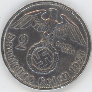 Germany Troisième Reich 2 Mark 1938 E Paul von Hindenburg (ss+) en argent