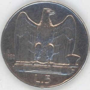 Italie 5 Lire 1930 R Vittorio Emanuele III (ss) en argent