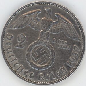 Germany Troisième Reich 2 Mark 1937 E Paul von Hindenburg (ss+) en argent