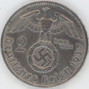 Germany Troisième Reich 2 Mark 1937 J Paul von Hindenburg (ss+) en argent