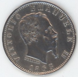 Italie 20 Centesimi 1863 MBN Vittorio Emanuele II (ss) en argent