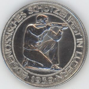 Ecus de Tir 5 Francs 1939 Luzern (ss-vz) en argent