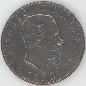 Italie 5 Lire 1872 M BN Vittorio Emanuele II (ss) en argent