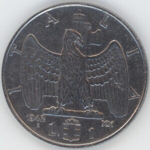 Italie 1 Lira 1942 R XX magnétique Vittorio Emanuele III (vz)