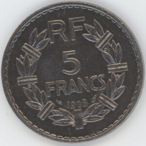France 5 Francs 1938 Lavrillier (ss-vz)