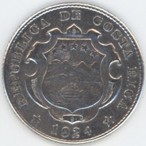 Costa Rica 25 Centimos 1924 (ss+) en argent