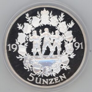 Suisse 5 Unzen Silver 999,9 (1291-1991) (unz)