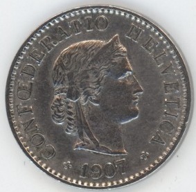 5 Centimes 1907 (vz+)