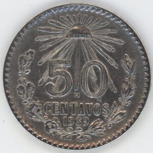 Mexico 50 Centavos 1939 M (ss-vz) en argent