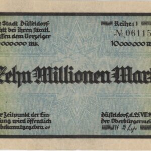 Germany Düsseldorf 10 Millionen Mark 1923