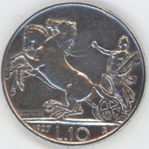 Italie 10 lires 1927 R Victor-Emmanuel III (ss+) en argent