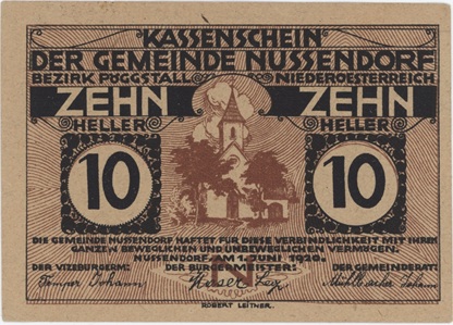 Autriche Nussendorf 10 Heller 1920