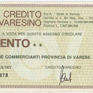 Italie Credito Varesino 100 Lire 1977