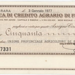 Italie Banca Di Credito Agrario Di Ferrara 50 Lire 1977