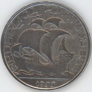 Portugal 10 Escudos 1955 Caravelle (ss) en argent