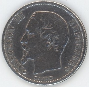 France 50 Centimes 1859 BB Napoléon III tête nue (ss) en argent
