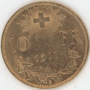 Vreneli 10 Francs OR 1911 (ss-vz)