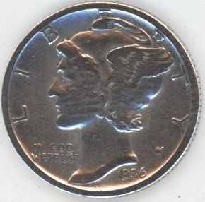 USA Mercury Dime 1936 D (ss) en argent