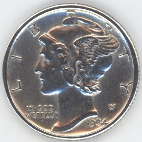 USA Mercury Dime 1934 (ss+) en argent