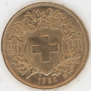 Vreneli 20 Francs OR 1922 (vz)