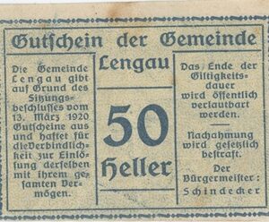 Autriche Lengau 50 Heller 1920