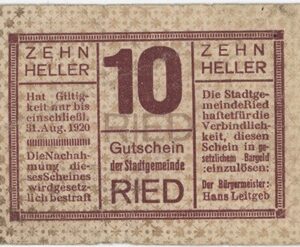 Autriche Ried 10 Heller 1920