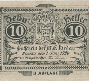 Autriche Riedau 10 Heller 1920