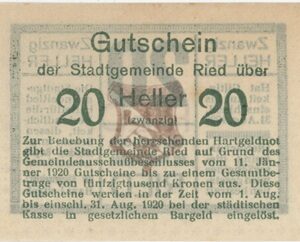 Autriche Ried 20 Heller 1920