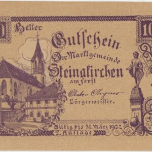 Autriche Steinakirchen 10 Heller 1920