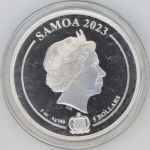 Samoa 5 Dollars 2023 Scènes de Looney Tunes célèbres Road 1 OZ Fine Silver 999 (Fdc)