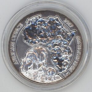 Rwanda 50 Francs 2017 Hippopotame 1 OZ Fine Silver 999 (Fdc)