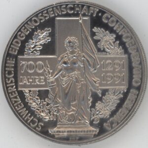 Suisse 1 Unze d'argent 999 1291-1991 (vz-unz)