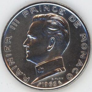 Monaco 5 Francs 1966 Rainier III (vz) en argent