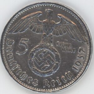 Germany Troisième Reich 5 Reichsmark 1937 A Paul von Hindenburg (ss) en argent