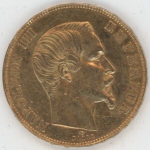 France 50 Francs OR 1858 A Napoléon III Tête nue (ss-vz)
