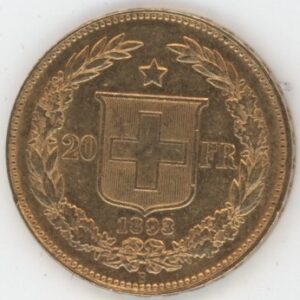 Helvetia 20 Francs OR 1893 (ss-vz)