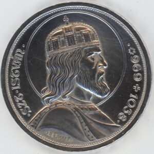 Hongrie 5 Pengö 1938 / 900 ans de la mort de St Stéphane (ss-vz) en argent