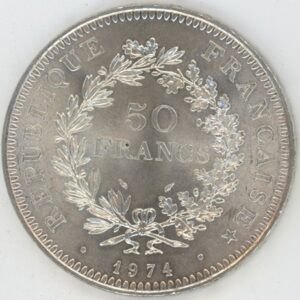 France 50 Francs Hercule 1974 (vz) en argent