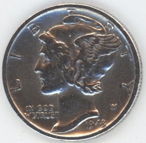 USA Mercury Dime 1943 (ss) en argent