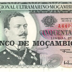 Mozambique 50 Escudos ND 1976 Banco de Moçambique Overprint presque Neuf