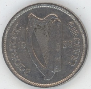 Irlande 3 Pingin / ½ Reul 1928 (ss)