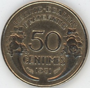 France 50 Centimes 1931 Morlon (ss-vz)