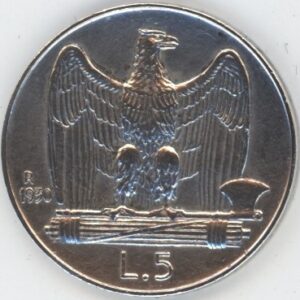 Italie 5 Lire 1930 R Vittorio Emanuele III (ss) en argent
