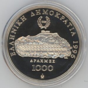 Grèce 1000 Drachmes 1996 / Centenaire CIO Lutteurs (Fdc) en argent